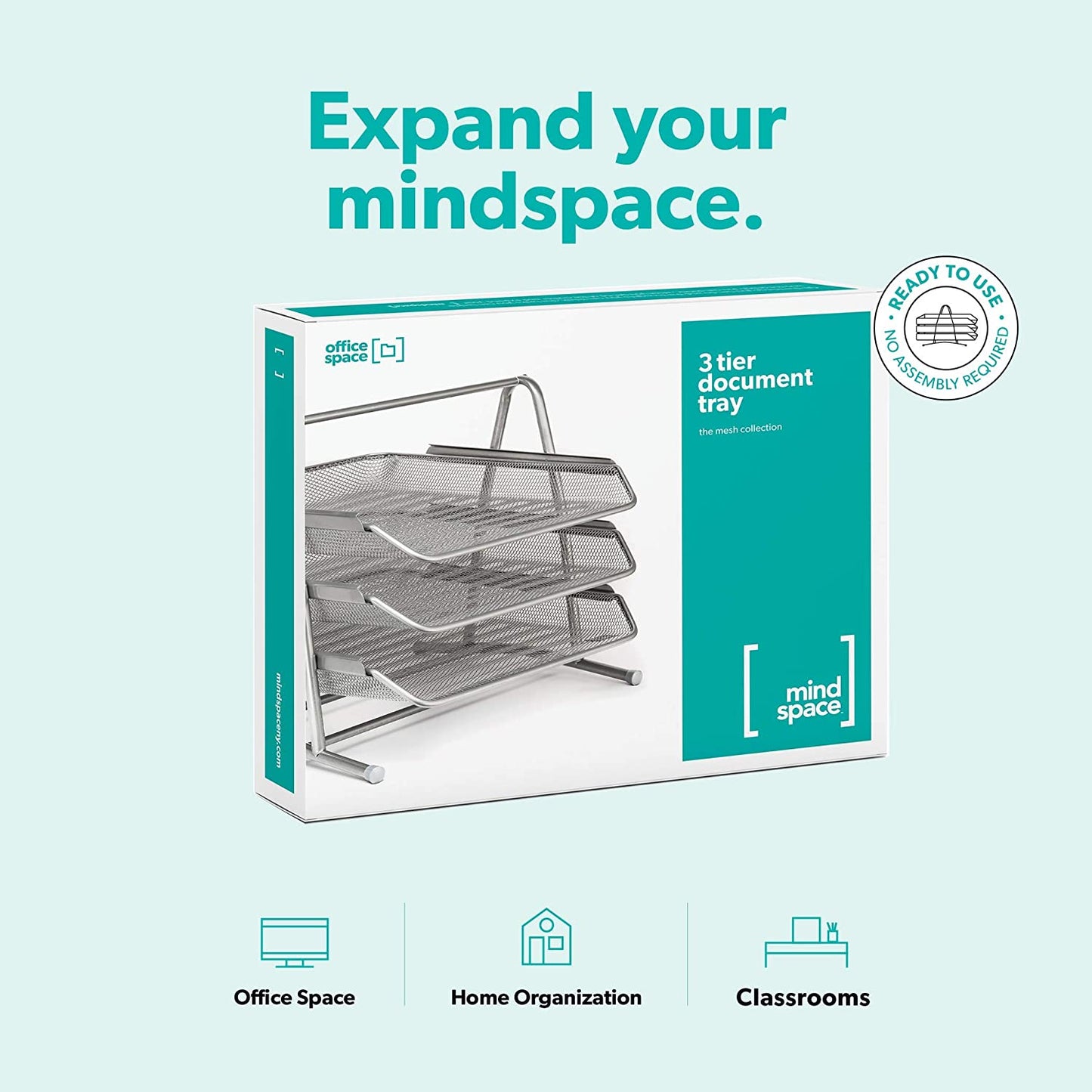 Mindspace Desk Organizer Paper Tray with 3 Tier Desktop File Organizer | Office Organizer & Stacking File Holder, Document Organization for Desk | The Mesh Collection, Black