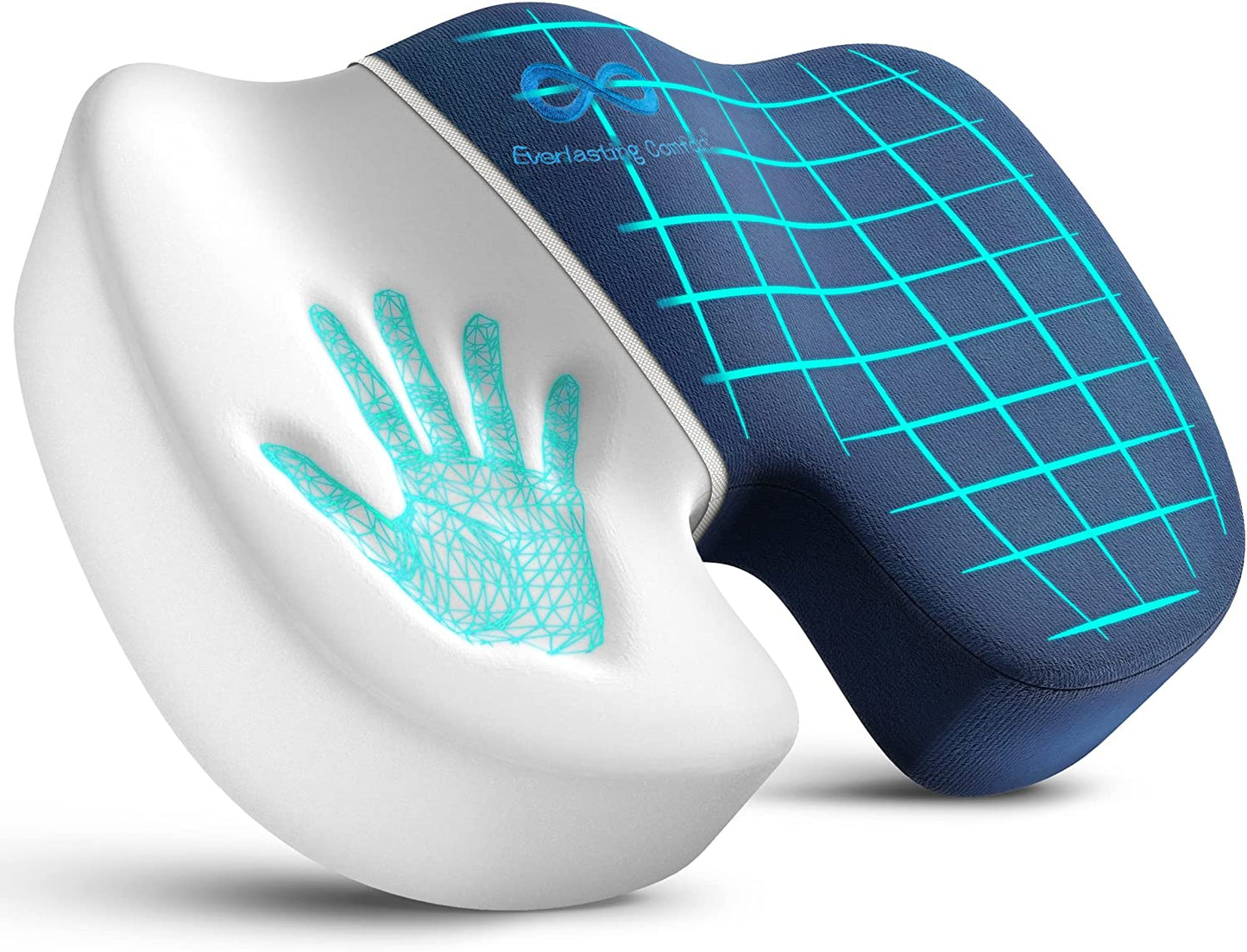Everlasting Comfort Seat Cushion for Tailbone Pain Relief - Office Chair Cushion w/Premium ComfortFoam™ for All-Day Sitting Support - Coccyx, Sciatica Pain Relief Pillow for Desk Chair, Car Seat
