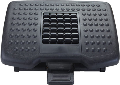 Mind Reader Adjustable Height Ergonomic Foot Rest with Massage Rollers, Black