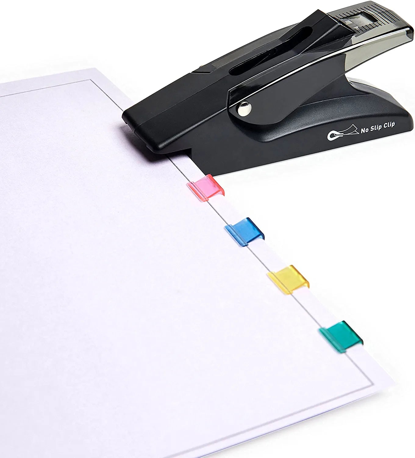 OfficeGoods No Slip Clip Dispenser Staple Free Paper Fastener with 40 Clips