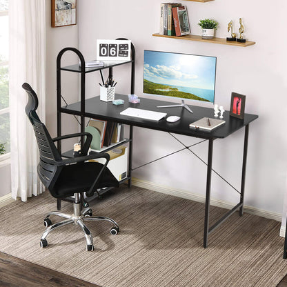 Costway 48'' Reversible Computer Desk Writing Table Workstation w/ Storage Shelf Black