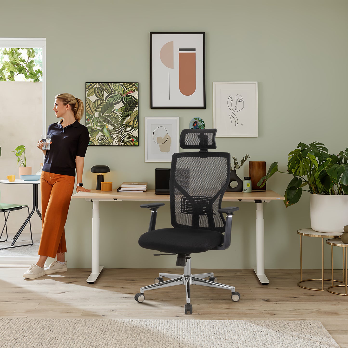 Furmax Ergonomic Office Chair High Back Desk Chair Computer Task Chair with Adjustable Lumbar Support, Headrest, Armrest, Black