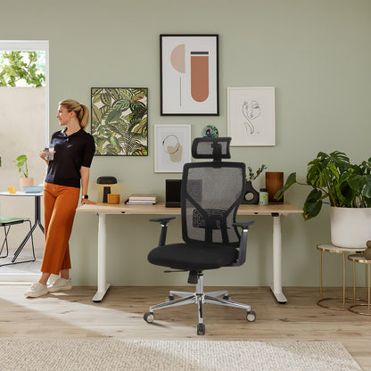 Furmax Ergonomic Office Chair High Back Desk Chair Computer Task Chair with Adjustable Lumbar Support, Headrest, Armrest, Black