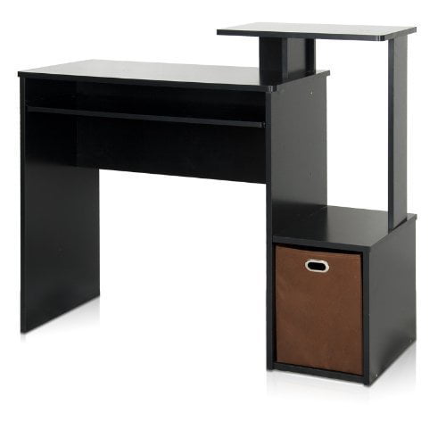 Furinno Econ Multipurpose Home Office Computer Writing Desk with Bin, Black