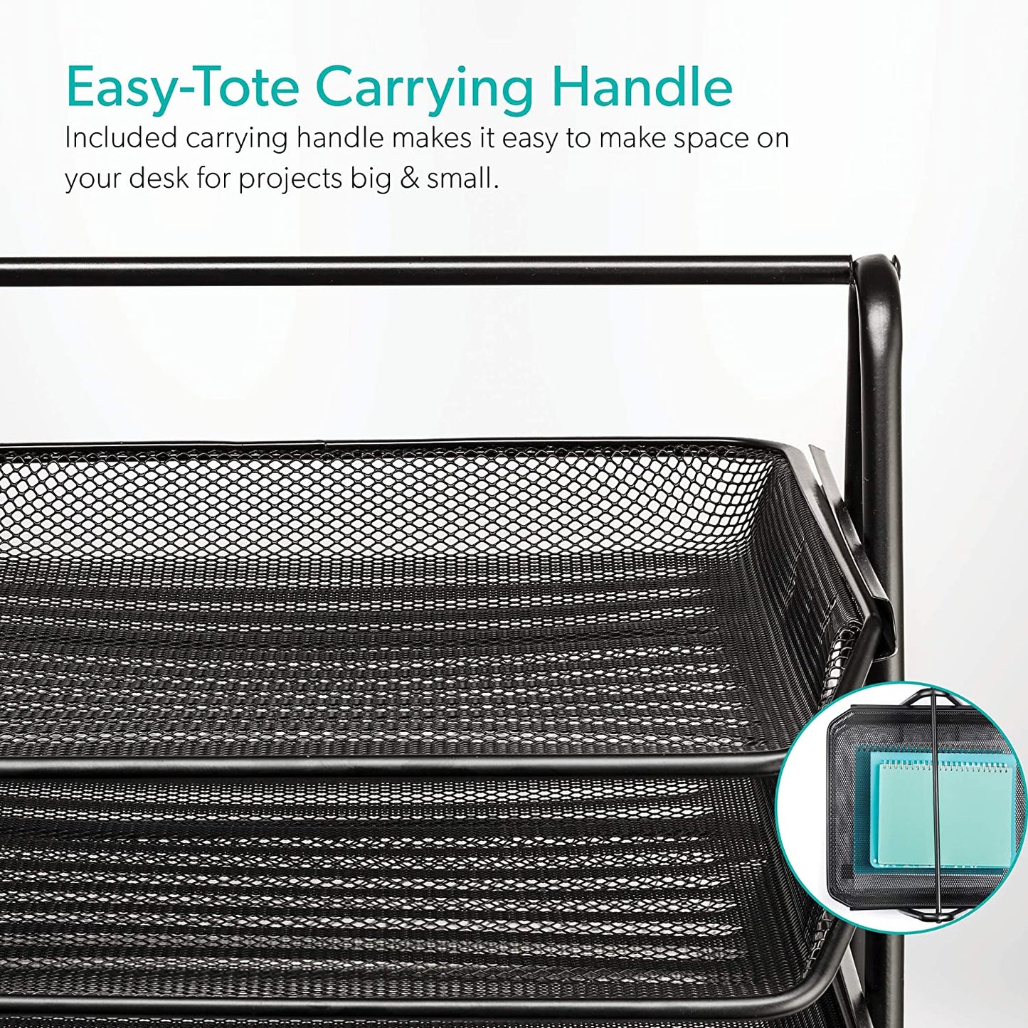 Mindspace Desk Organizer Paper Tray with 3 Tier Desktop File Organizer | Office Organizer & Stacking File Holder, Document Organization for Desk | The Mesh Collection, Black