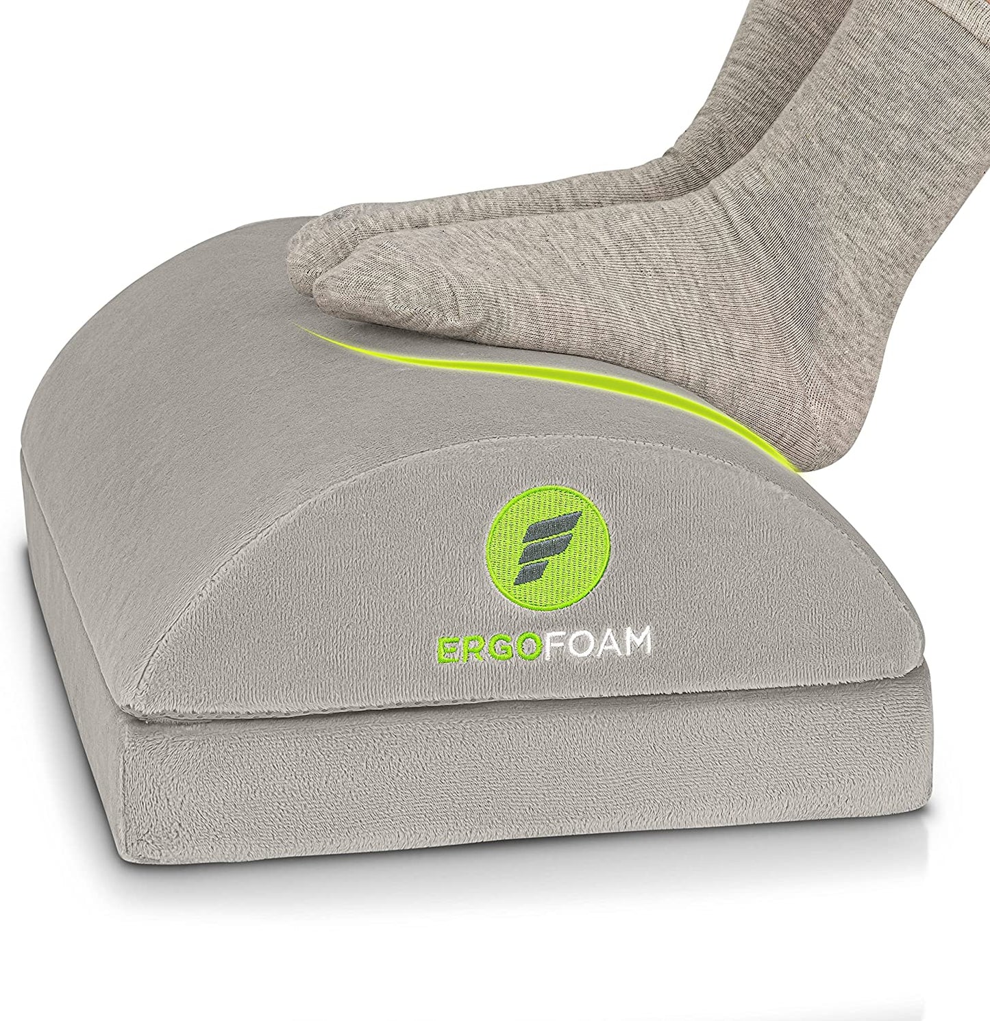 ErgoFoam Adjustable Foot Rest Under Desk for Added Height - Large Premium Velvet Soft Foam Footrest for Desk - Most Comfortable Desk Foot Rest in The World for Back, Lumbar, Knee Pain (Black)