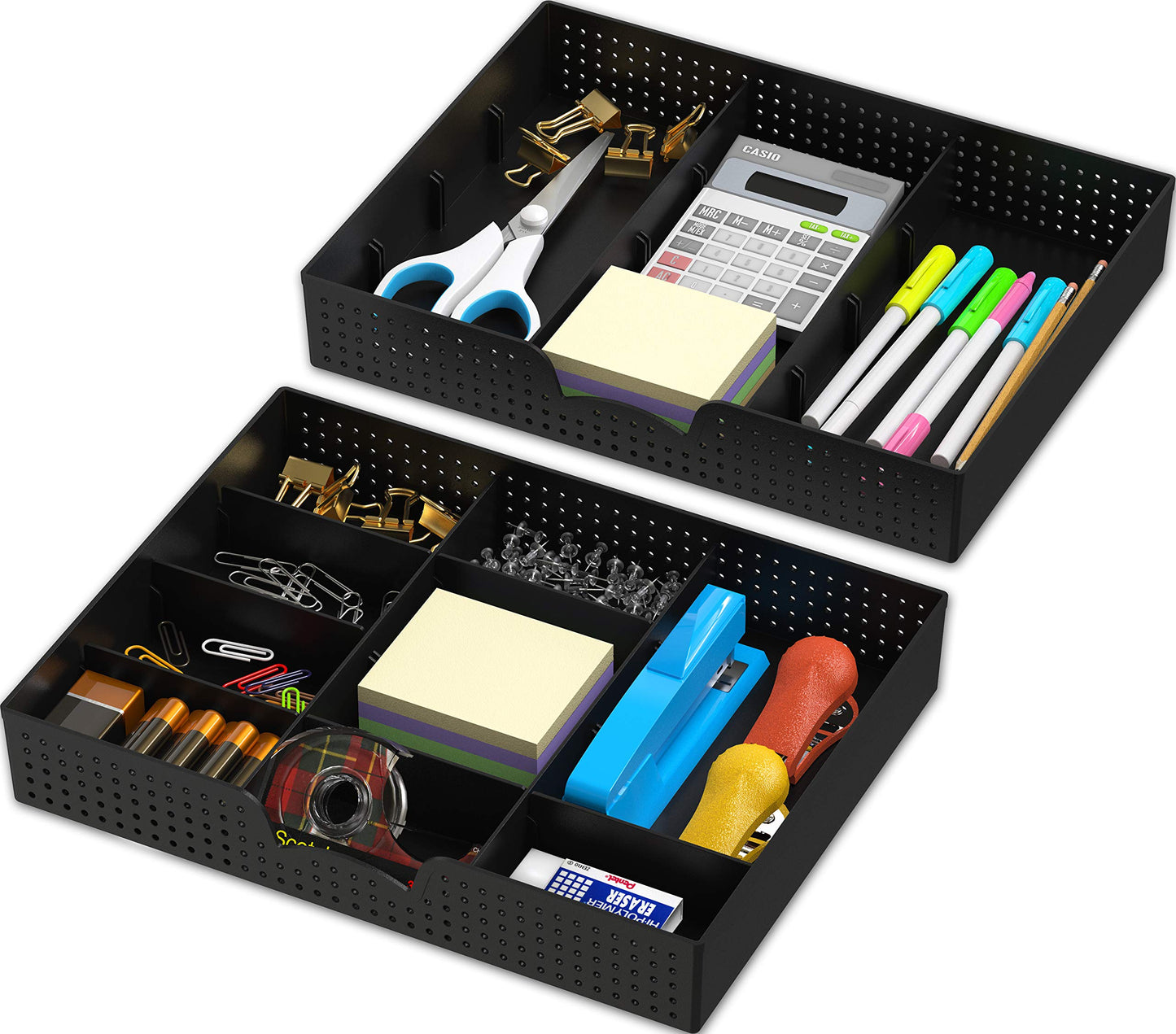 SHW 2-PK 9 Adjustable Comp. Drawer Organizer Tray, Black