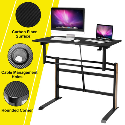 Costway Pneumatic Height Adjustable Standing Desk Sit to Stand Computer Desk Workstaion