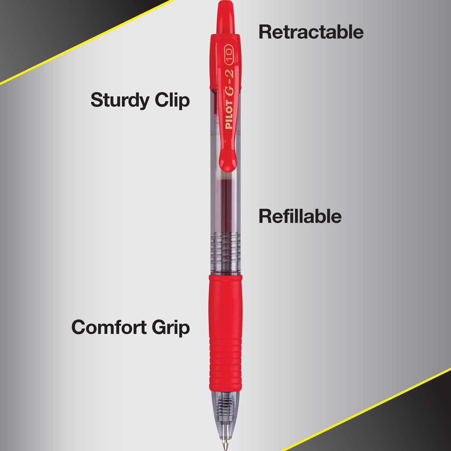 Pilot G2 Premium Retractable Gel Ink Rolling Ball Pen, Bold Point, Red Ink, 12 Count (31258)