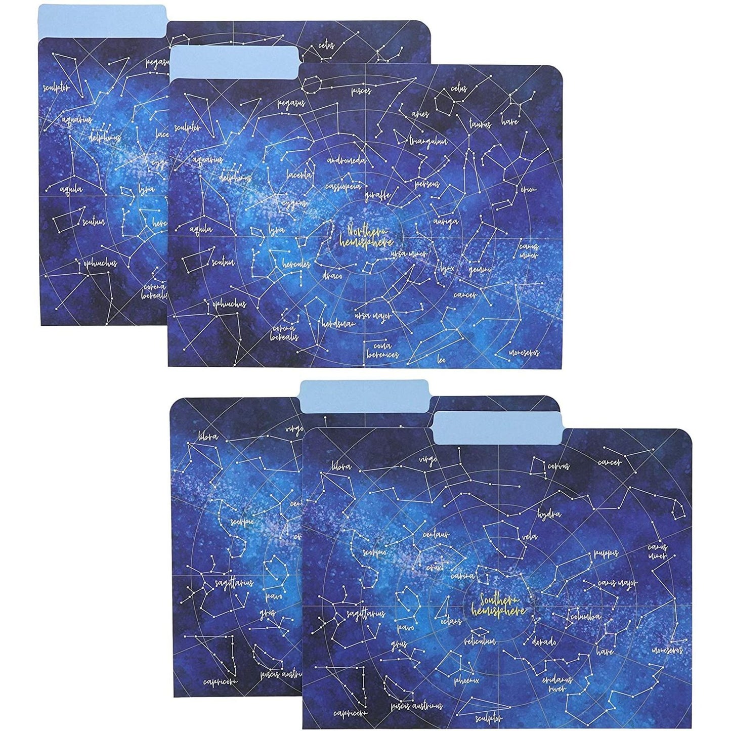 12-Pack Zodiac Constellation File Folders, Letter Size, 6 Designs