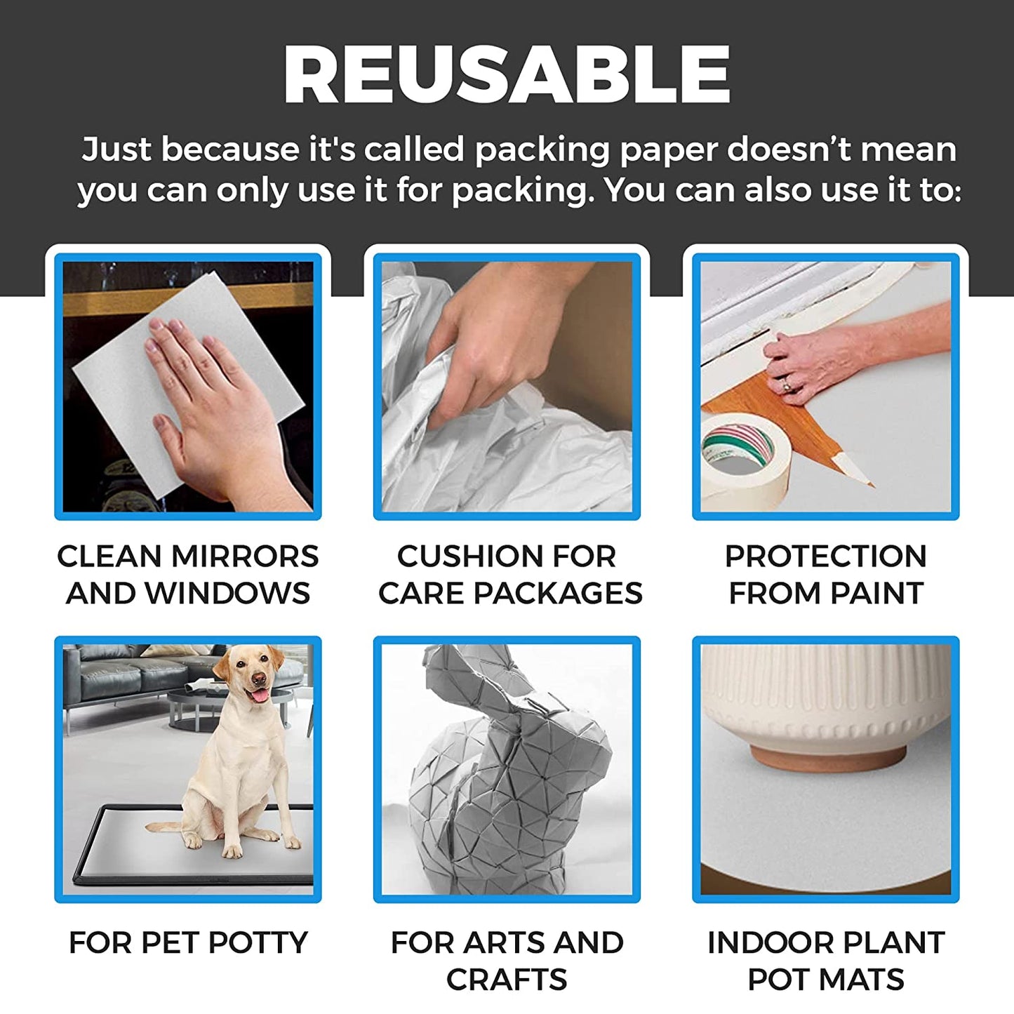 Bryco Goods Packing Paper Sheets for Moving - 10lb - 320 Sheets of Newsprint Paper - Must Have in Your Moving Supplies - 27" x 17" - Made in USA