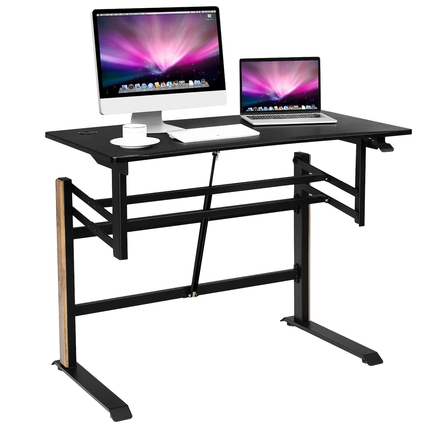 Costway Pneumatic Height Adjustable Standing Desk Sit to Stand Computer Desk Workstaion