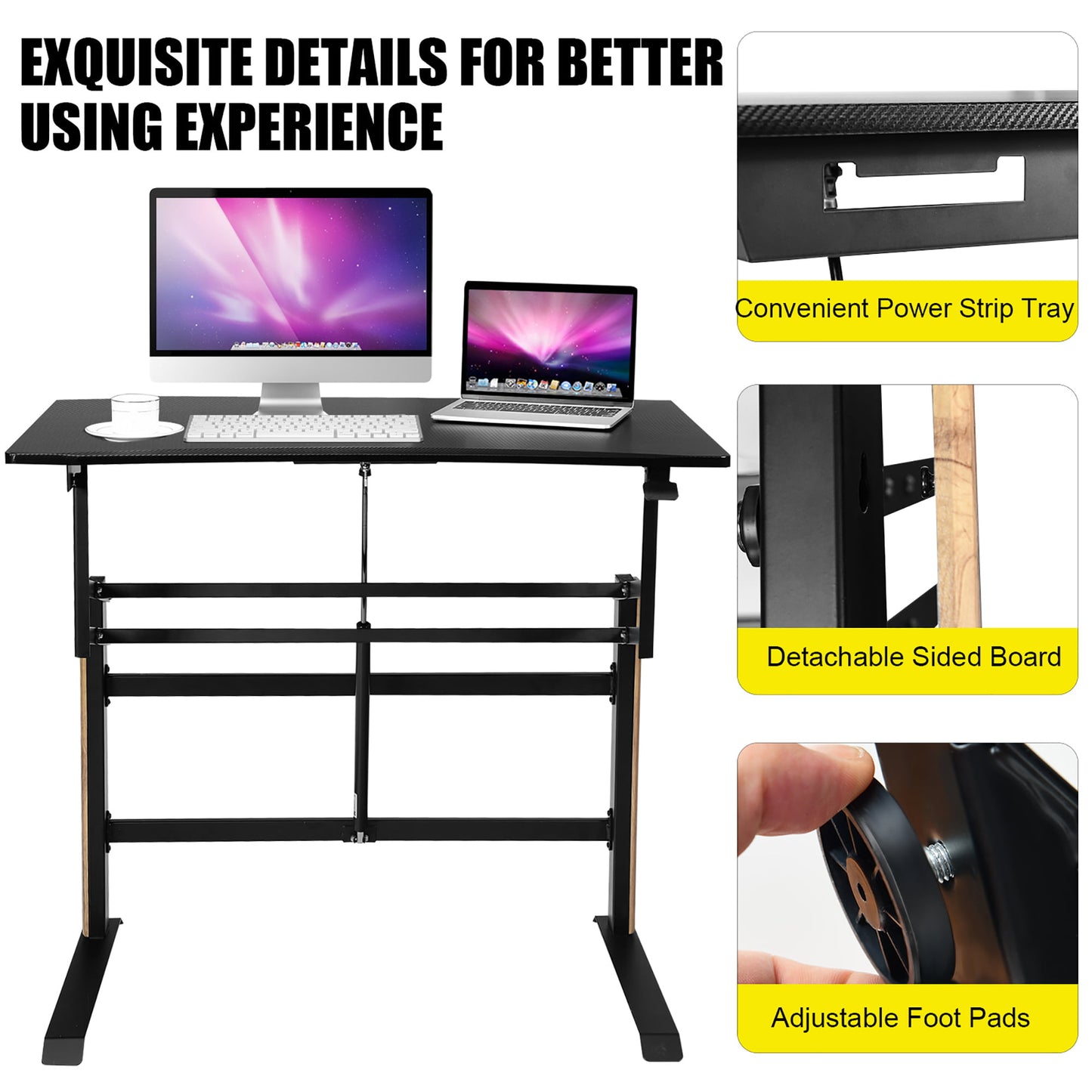 Costway Pneumatic Height Adjustable Standing Desk Sit to Stand Computer Desk Workstaion