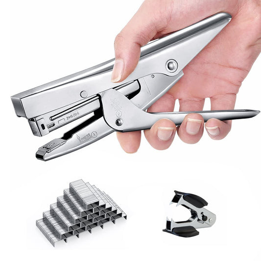 LandHope Heavy Duty Stapler, Durable Office Stapler with Stapler Remover, 1000 Staples, 20-Sheet Capacity, Metal Plier Desktop Stapler for Newspapers Homework, Silver