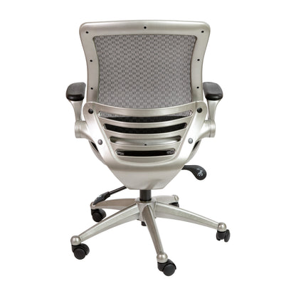 Flash Furniture Mid-Back Transparent Black Mesh Executive Swivel Office Chair with Graphite Silver Frame and Flip-Up Arms