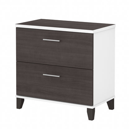 Bush Furniture Somerset 2 Drawer Lateral File Cabinet in Storm Gray and White Finish