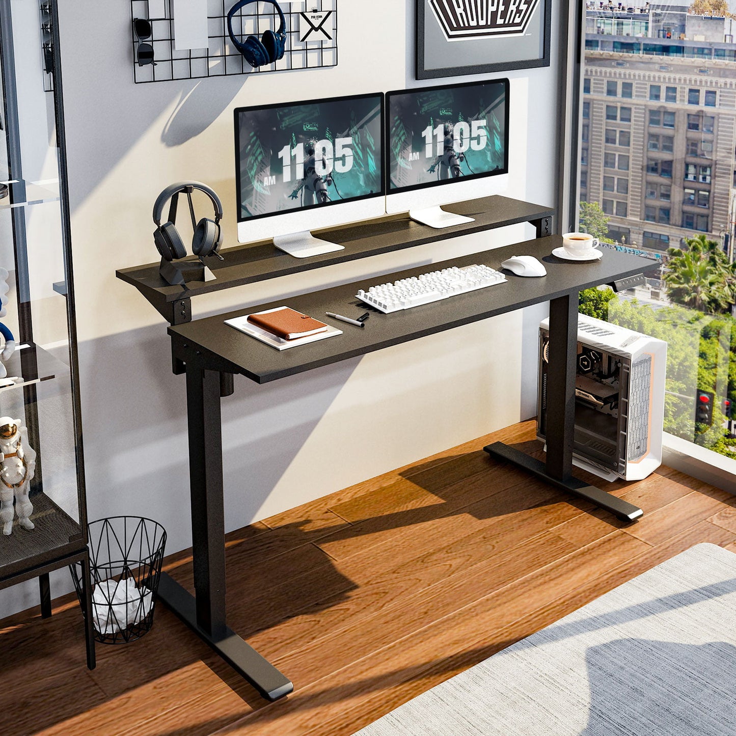 FlexiSpot 55"x28" 2-Tier Home Office Height Adjustable Standing Desk