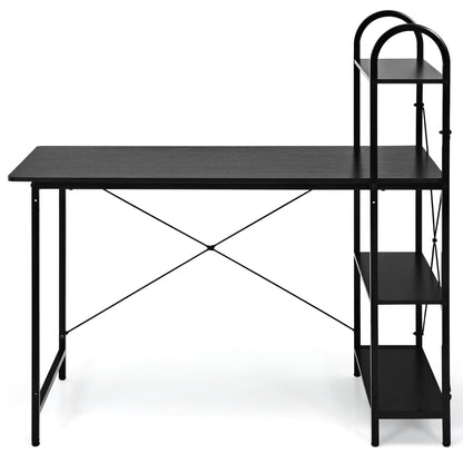 Costway 48'' Reversible Computer Desk Writing Table Workstation w/ Storage Shelf Black
