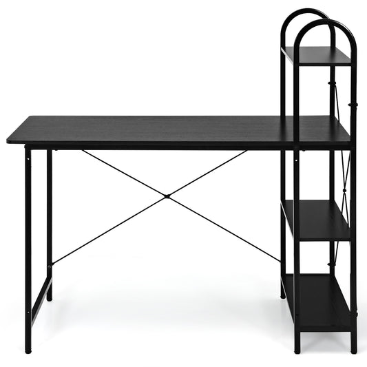 Costway 48'' Reversible Computer Desk Writing Table Workstation w/ Storage Shelf Black