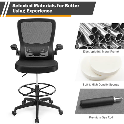 Costway Tall Office Chair Adjustable Height w/Lumbar Support Flip Up Arms