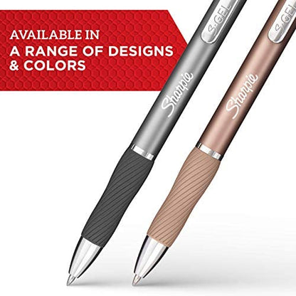 SHARPIE S-Gel, Gel Pens, Sleek Metal Barrel, Matte Black, Medium Point (0.7mm), Black Ink, 12 Count