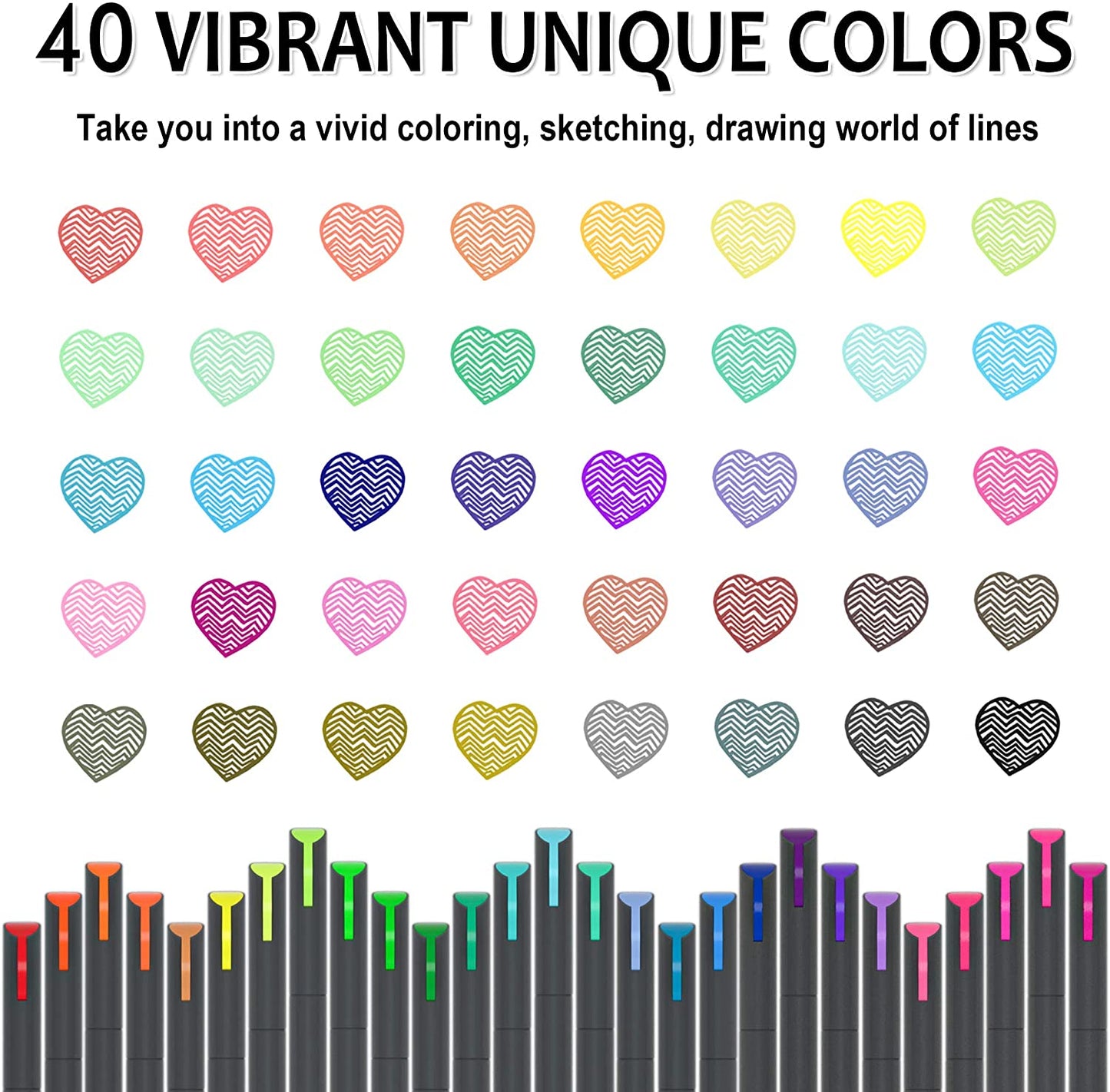 46 Pack Journal Planner Colored Pens, Lineon 40 Colors Fineliner Pens with 6 Different Stencils, Perfect Set for Journal Planner Note Calendar Coloring